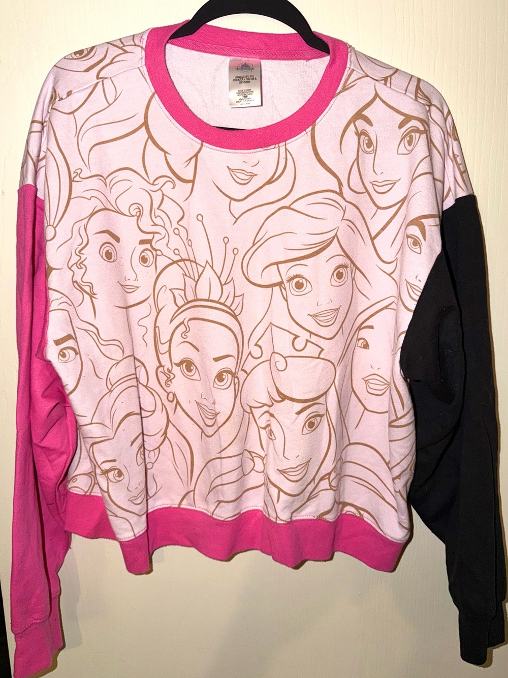 Disney Pink and Black Princess Line Art Crewneck Sweater